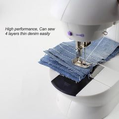 Mini 4-in-1 Sewing Machine with Dual Speed Portable Sewing Machine for Beginners with Light, Sewing Kit for Household Use.