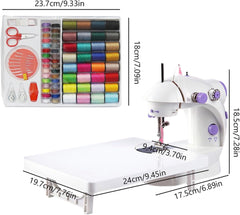 Mini 4-in-1 Sewing Machine with Dual Speed Portable Sewing Machine for Beginners with Light, Sewing Kit for Household Use.
