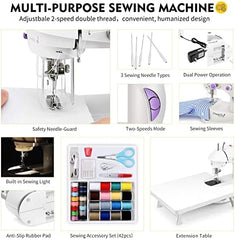 Mini 4-in-1 Sewing Machine with Dual Speed Portable Sewing Machine for Beginners with Light, Sewing Kit for Household Use.