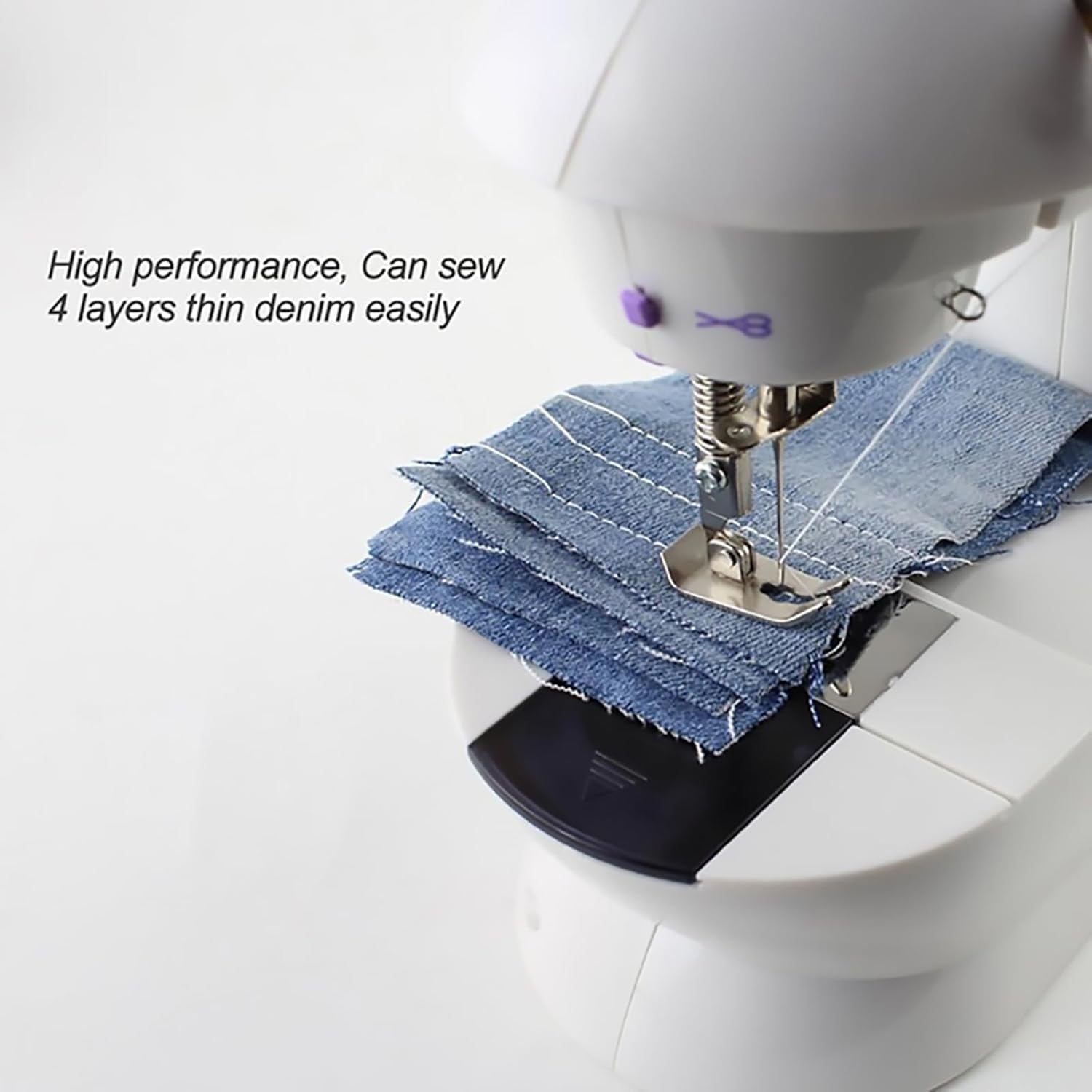 Mini 4-in-1 Sewing Machine with Dual Speed Portable Sewing Machine for Beginners with Light, Sewing Kit for Household Use.