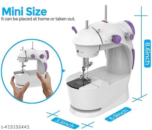 Mini 4-in-1 Sewing Machine with Dual Speed Portable Sewing Machine for Beginners with Light, Sewing Kit for Household Use.